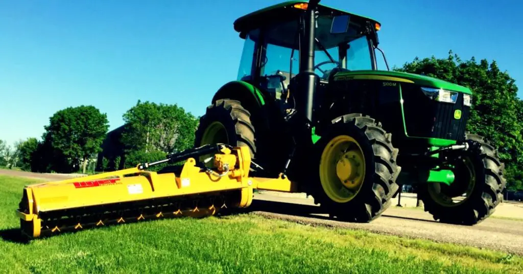 Roadside mowing by tractor