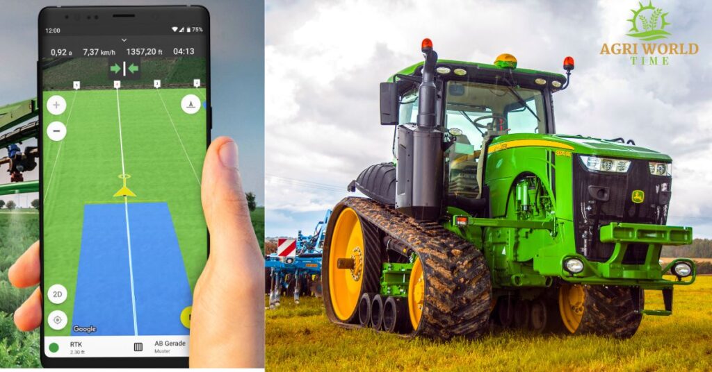Tractor and smart phone with GPS map