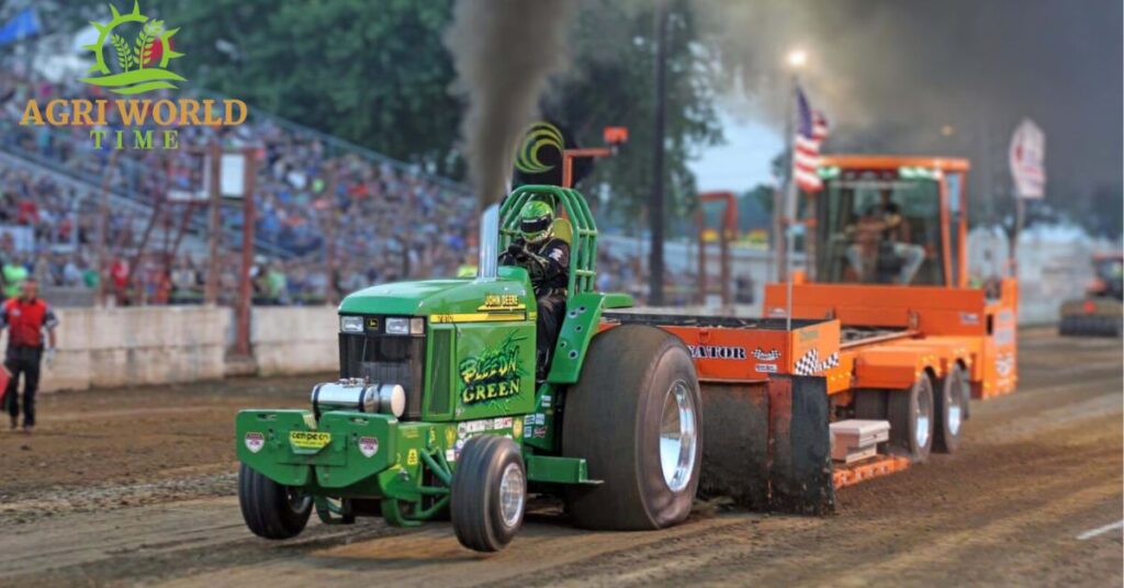 Tractor is performing in tractor pull show