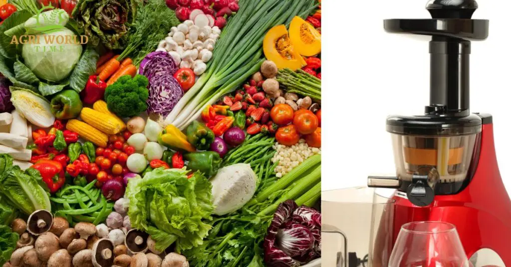 A blender and vegetables in a frame